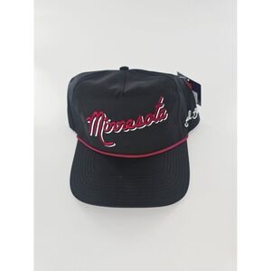 Bad Birdie Black Minnesota Script Snapback Hat with Pink Trim